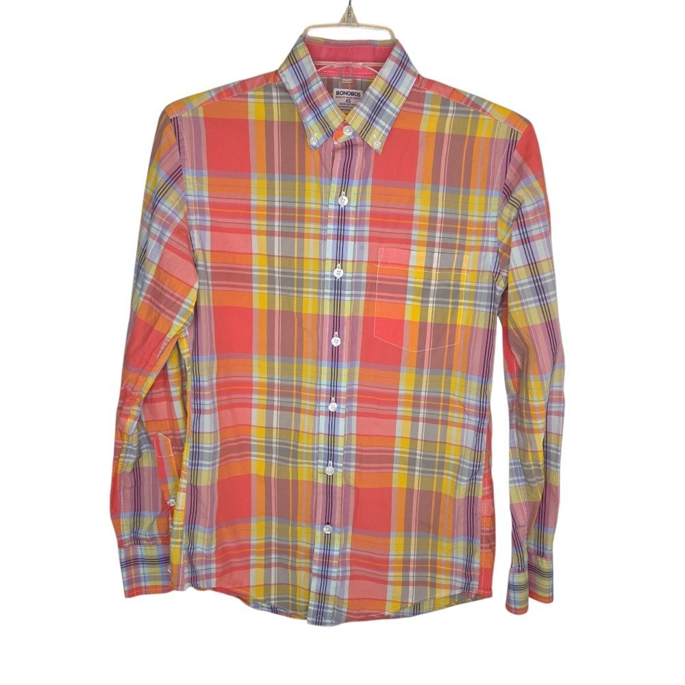 Bonobos Men's Standard Fit Plaid Button up Long Sleeve Shirt Cotton Size XS